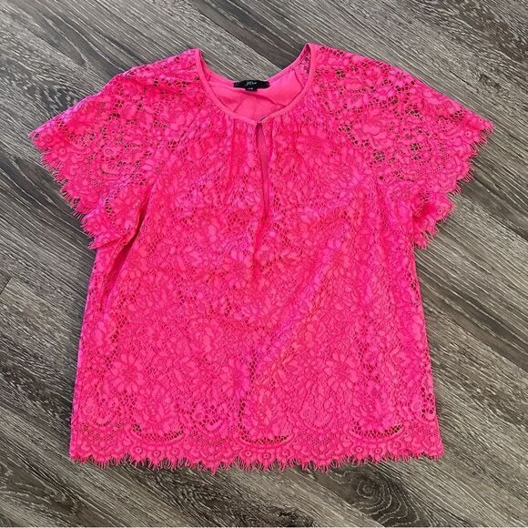 J. Crew Short Sleeve Lace Shirt in Fuchsia New - Picture 1 of 8